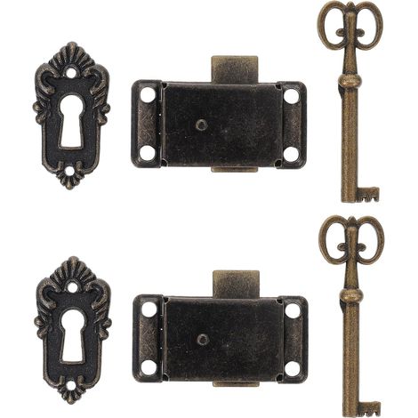 Lot de 2 verrous de tiroir anciens pour meubles (1/5)