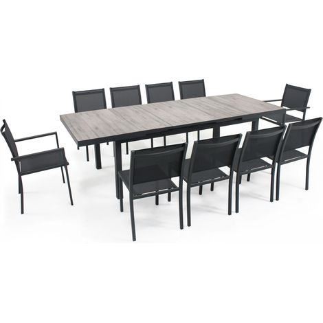 Table extensible 8 chaises et 2 fauteuils en aluminium et céramique
 - Tivoli