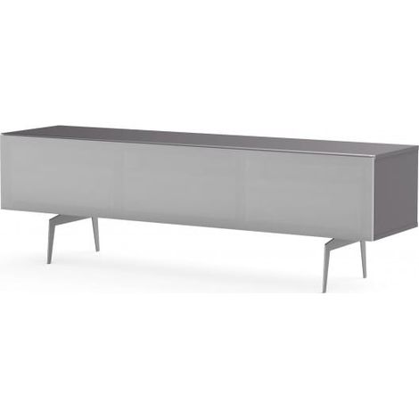 Meuble TV tissu acoustique et mélaminé gris pieds métal Adelaide 160 cm (1/5)