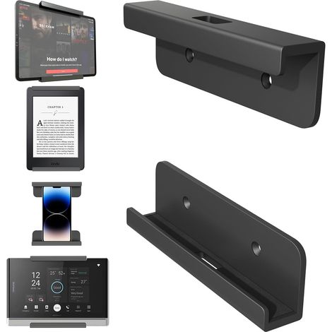 sciuU Support Mural Universel pour Tablette Tactile Smartphone Liseuse Pour appareils 15mm d'épaisseur. Fixation ruban adhésif ou vis. Compatible avec 15, V11, S24, A2338 (1/5)