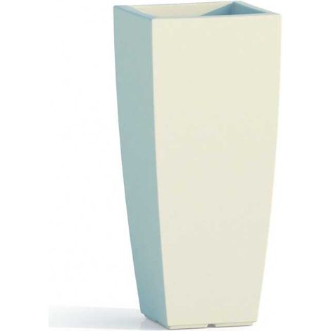 Vaso Cromia Square quadrato e alto tinta unita in resina Made in Italy -Bianco / Square