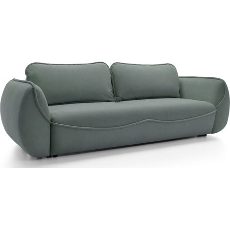 Selsey Cutie – Sofa 3-Sitzer mit Schlaffunktion & Stauraum, Easy-Clean Velours, salbei (1/5)