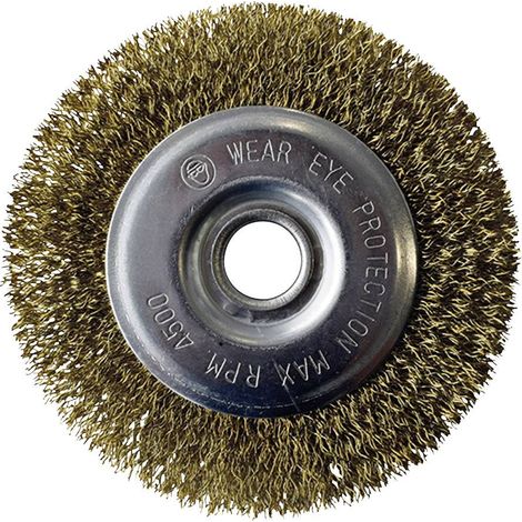 Gloria – Brosse métallique en acier revêtu de laiton Ø 110 mm – Pour nettoyage joints terrasses et trottoirs – Durée d'utilisation 3h sur béton (1/10)
