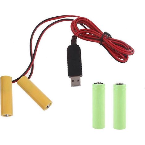 Adaptateur secteur USB 2 en 1 avec câble pour piles AA 3 V (remplace 2 piles AA LR6 de 1,5 V)