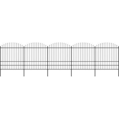 Clôture de jardin,Barrière de jardin,Portail de jardin à dessus en lance Acier (1,75-2)x8,5 m Noir CNENE402261 (1/5)