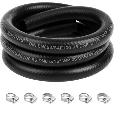 Tuyau D'essence, 1m Ø 8mm Kit Conduite de Carburant, avec 6pcs Colliers de Serrage Tuyau de Conduite de Carburant, Kit de Tuyau de Carburant Conduite pour Petit