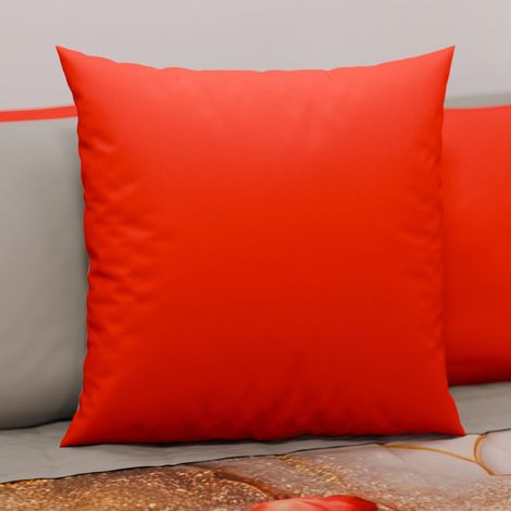 Lot de 2 Taies d'oreiller de Lit 60x60 cm, Housses de Coussin Unies Double Face Rouge et Gris, Taie Oreiller 100% Microfibre (1/3)