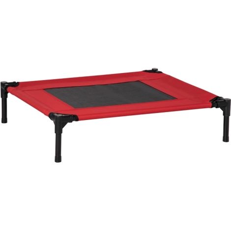 Elevated Dog Bed for Cats and Dogs,Portable Camping Design with Sturdy Metal Frame in Black and Red,Medium Size.