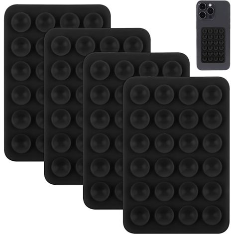 Lot de 4 supports de téléphone à ventouse en silicone, support miroir anti-stress pour selfies et vidéos TikTok, compatible avec iPhone et Android (noir) (1/5)
