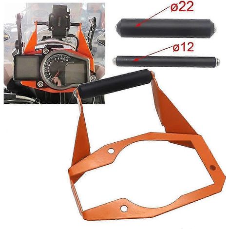 Support moto, téléphone, GPS, support de plaque d'immatriculation, compatible avec 1050/1090/1190 Adventure ADV 26s 22mm orange. (1/5)