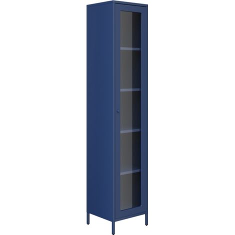 Frank Storage Cabinet - Steel/Glass - L35 x W37 x H180.5 cm - Classic Blue - Flat Packed