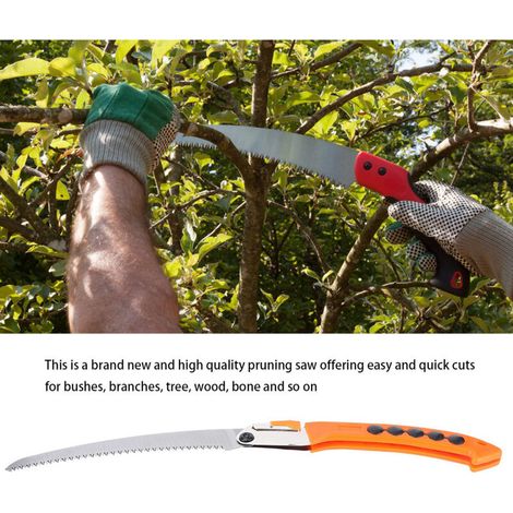 Scie Pliante Courbée 7 Dents pour Élagage et Jardinage - 270mm - Idéale pour Taille Haie et Buissons - KZQ