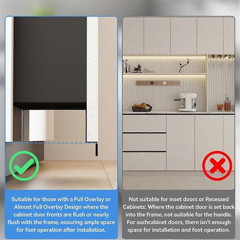 Poignée de pied de meuble pour tiroir à poubelle, design mains libres sans contact, noir (1/5)