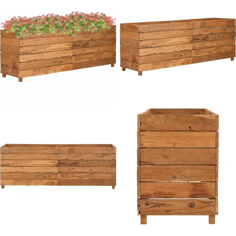 Hochbeet 150x40x55 cm Teak Altholz und Stahl - Hochbeet - Teakholz - Gartendekoration - Blumenerde - Stahltregal - Home & Living (1/5)