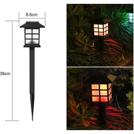 12 Stück solarbetriebene LED-Leuchten für den Außenbereich, Terrasse, Rasen, Hof, Einfahrt, Weg und Landschaftsgestaltung - 8,6 x 8,6 x 38 cm (rotes Licht) (1/5)