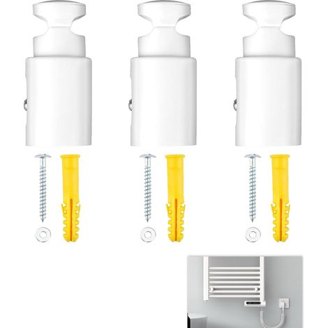 3 Pièces Fixation Sèche Serviette, Support Seche Serviette Universels Attache Seche Serviette, Distance Réglable, Résistant à l'Humidité et à la Chaleur, Convient aux Radiateurs Droits et Courbes (1/5)