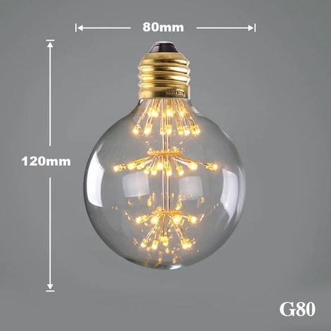 Lampes de croissance pour plantes (G80,E27 220V) Lampe LED Edison vintage ciel étoilé, forme de cœur, ampoules LED rétro effet feu d'artifice, non dimmables, décoration de Noël pour la maison ou une s (1/5)