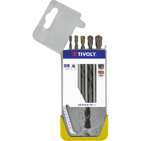 Tivoly – Coffret de 5 forets béton carbure – Diamètres 4 à 10 mm – Usage fréquent pour béton armé – Coupe nette et précise (1/4)