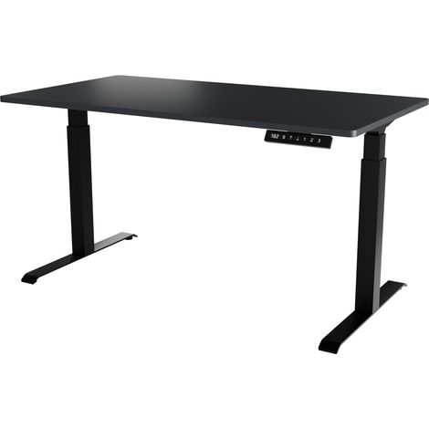 SCRIVANIA ELETTRICA REGOLABILE NOOM LONG DESK MOTION 150 GAMBE NERE PIANO ANTRACITE MOON