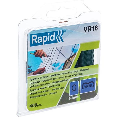 RAPID VR16 Fence Hog Rings Pack of 400, Galvanised Steel