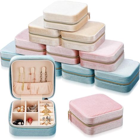 Boîte Bijoux Voyage Flanelle – 12 Carrés – Portable – Couleur – Pour Bagues/Colliers (1/5)