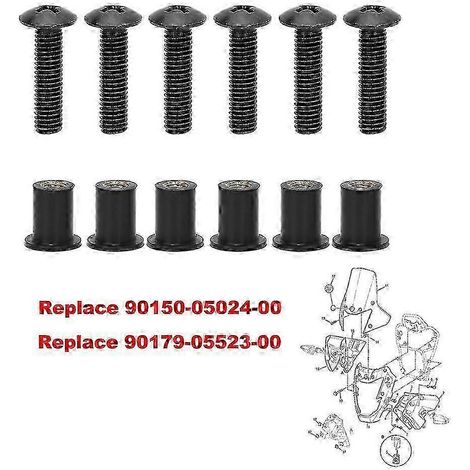 Vis et écrous en caoutchouc pour pare-brise de motoneige Yamaha YZF R1 R6 R125 FZR400 XJ600. Remplace les références 90179-05523 / 90150-05024-00. (1/4)
