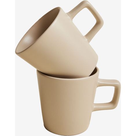 SKLUM Packung mit 2 Kaffeetassen à 31 cl aus Sillex-Steinzeug Beige Mandel Rose