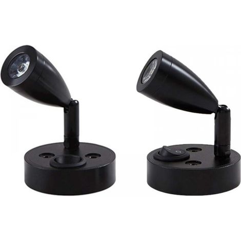 Lot de 2 projecteurs LED 12 V, lampe de lecture, lampe de chevet, interrupteur réglable, éclairage intérieur (noir, court) (1/5)