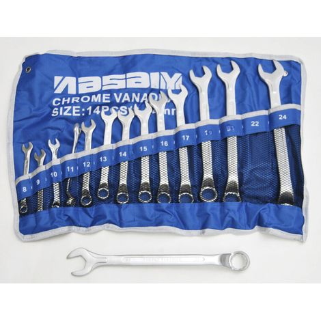 SET 14 PZ CHIAVI CHIAVE COMBINATE FISSE STELLA 8 24 MM POLIGONALI FODERO 960x