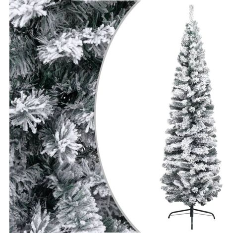 Sapin de Noël artificiel Arbre de Noël Décoration de Fête de Noël mince flocon de neige Vert 240 cm PVC ETJTE215739
