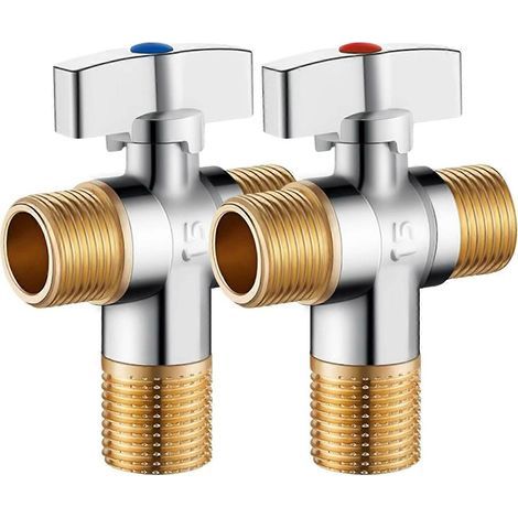 Lot de 2 vannes d'arrêt 1/4 de tour avec raccord PEX F1807 et accessoire portable à compression de 3/8 pouce de diamètre extérieur pour toilettes et robinets (1/5)