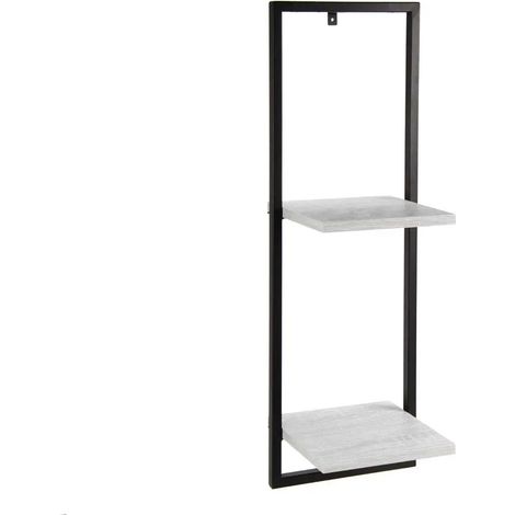 Wandregal aus Metall mit Holzablagen, 25 x 20 x 75 cm, weißer Holzton