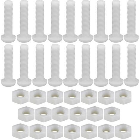 Lot de 20 boulons hexagonaux en nylon blanc, M8 x 50 mm Phillips à tête ronde avec écrous hexagonaux, boulons à vis isolés multi-usages pour machines industrielles, meubles, bricolage (1/5)