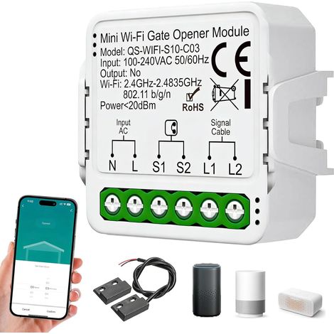 Apriporta per garage Wi-Fi, controller per porta da garage con sensore e programmazione, apri cancello intelligente, controllo intelligente per cancello avvolgibile compatibile con Alexa e Google Assi