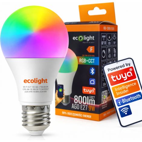 Ampoule LED Smart E27 A60 9W 800lm RGB+CCT Tuya Bluetooth (1/5)