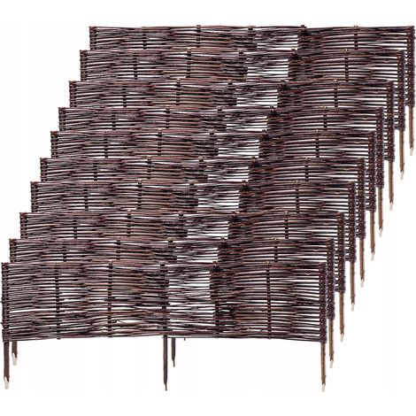 KADAX Palisade aus Weide, natürlicher Weidenzaun, 10 Stück, 100x40cm
