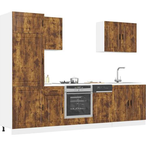 7-tlg. Küchenschrank-Set Porto Räuchereiche Holzwerkstoff