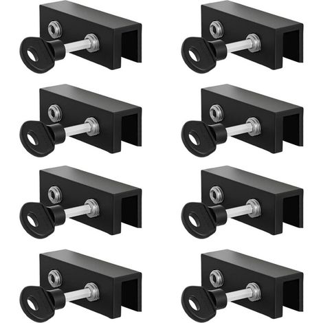 Verrou de fenêtre coulissante avec clés verticales et horizontales - Verrou de sécurité réglable - Limiteur de fenêtre de sécurité durable - Limiteur de fenêtre réglable (Noir, 10 mm, long) (1/4)