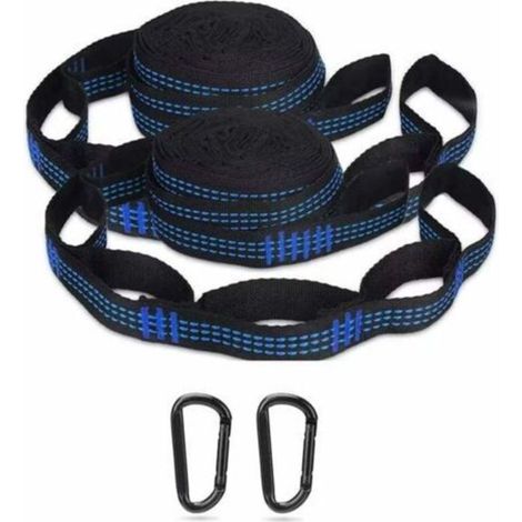 Correas para hamacas, sillas colgantes, columpios, fijación de hamacas de camping, senderismo, actividades al aire libre con 2 cuerdas para hamaca + 2 mosquetones