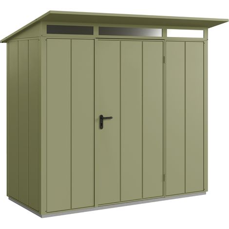 Hörmann Metall-Gerätehaus Berry Modern mit Pultdach Typ 1, 248 x 153 cm, schilfgrün, 3,8 m², 1-flüglige Tür (1/5)