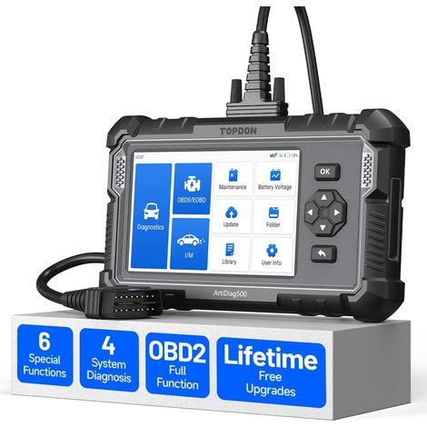 Outil de Diagnostic OBD2 Scanner pour Moteur/Transmission/ABS/SRS, 6 Réinitialisation du Service (Huile/ETC/SAS/TPMS/BMS/Freins), OBDII Complète, Lecteur de Code, AutoVIN (1/5)