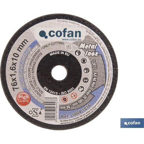Disque de coupe professionnel en acier inoxydable de 76 mm, d'une épaisseur de 1,6 mm, certifié selon la norme ISO 9001. (1/4)