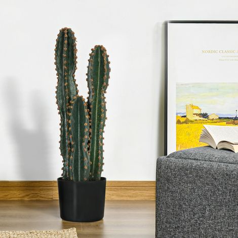 Déco Cactus artificiel plante artificielle grande taille Ø 17 x 60H cm - vert (1/4)