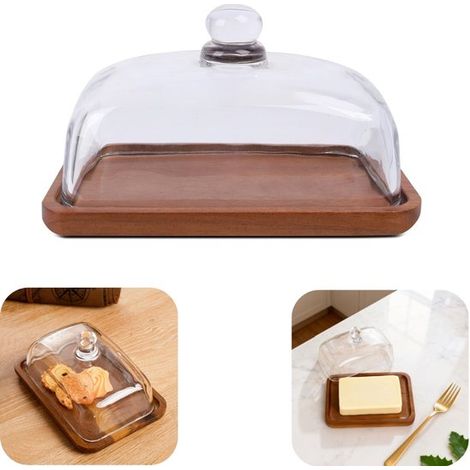 Beurrier 18 x 10 cm - boîte à fromage hermétique avec couvercle, brun (1/5)
