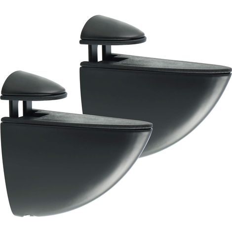 Support d'Étagère en Verre ou en Bois Support de Tablette Réglable et Adaptable d'Épaisseur de 5-15mm, Fixation Murale à Vis, Finition Noire Mate en Alliage de Zinc, 2 Pcs (1/5)