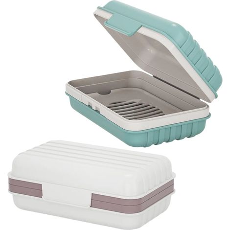 Confezione da due portasapone portatili, portasapone da viaggio, portasapone impermeabili, portasapone con vassoio di scarico, accessori per il bagno (1/3)