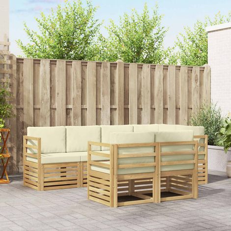 vidaXL Ecksofa Set mit Kissen 7 pcs Weiß und Creme (1/5)