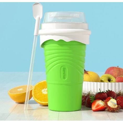 Gobelet isotherme avec cuillère et couvercle, idéal pour les smoothies - Vert - 500 ml (1/3)