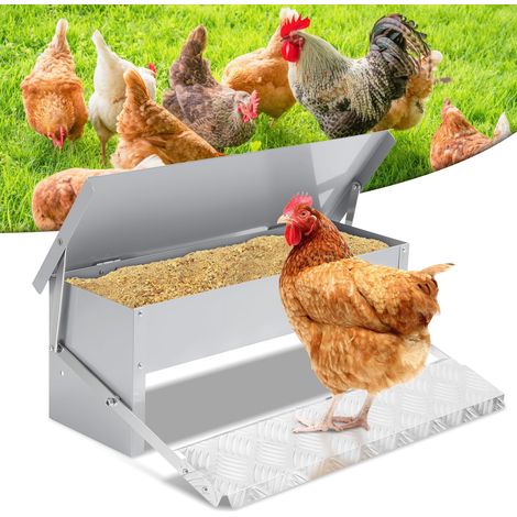 1 Mangeoire automatique pour poules, Acier galvanisé, Pédale sensible, Couvercle étanche, Élevage de volailles (1/5)