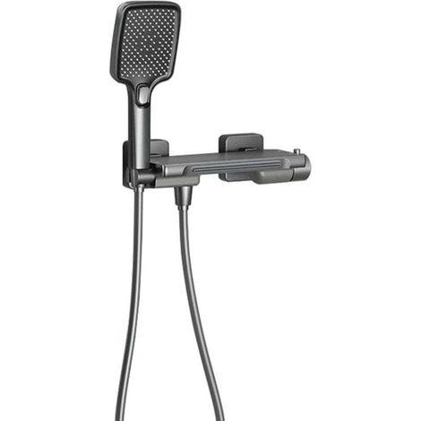 Waterfall Bath Mixer Wall Mounted Shower Faucet Gray Brass (1/4)